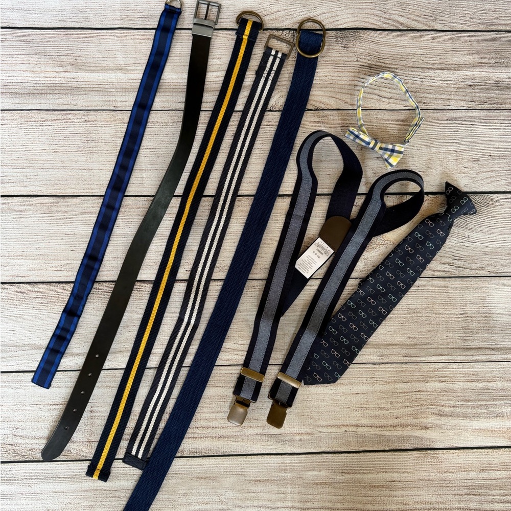 Little Boys Belts Suspenders Bow Clip Tie Ties Accessory Accessories Bundle